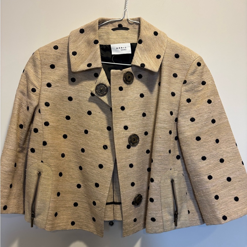 Akris Punto Beige Blazer with Black Dots